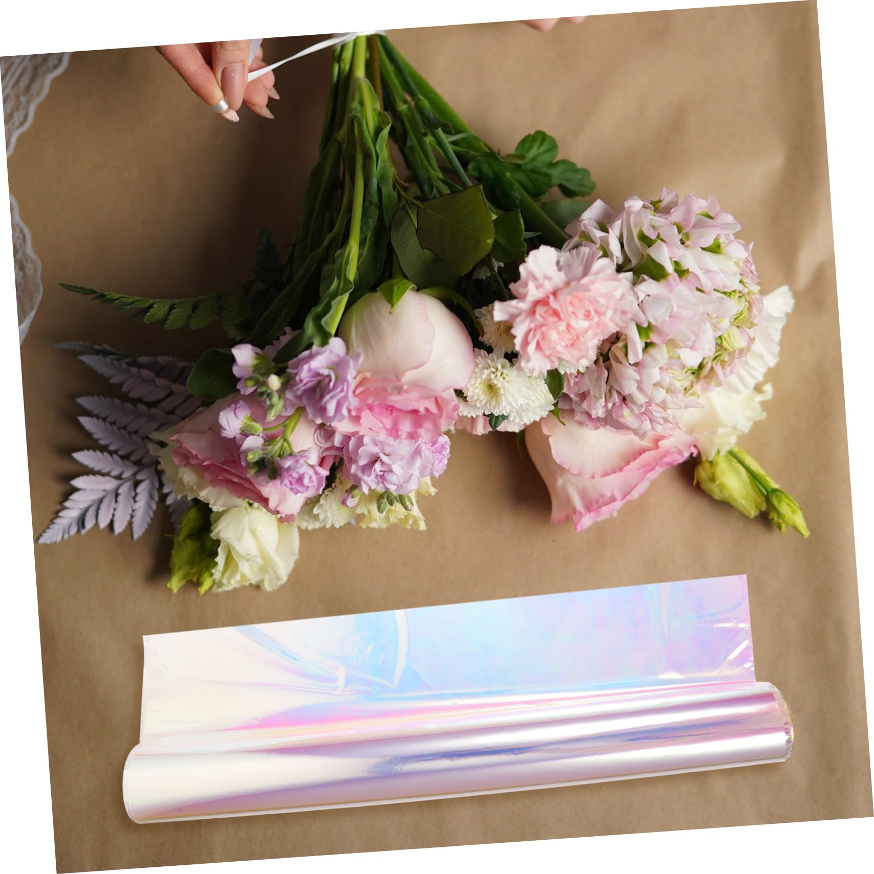 KOMBIUDA 2 Rollos Papel De De Flores Brillantina Material De Embalaje Floral Decoración Estrella Guirnalda Películas De Embalaje Boda Decoraciones Almacenar Artificial Película
