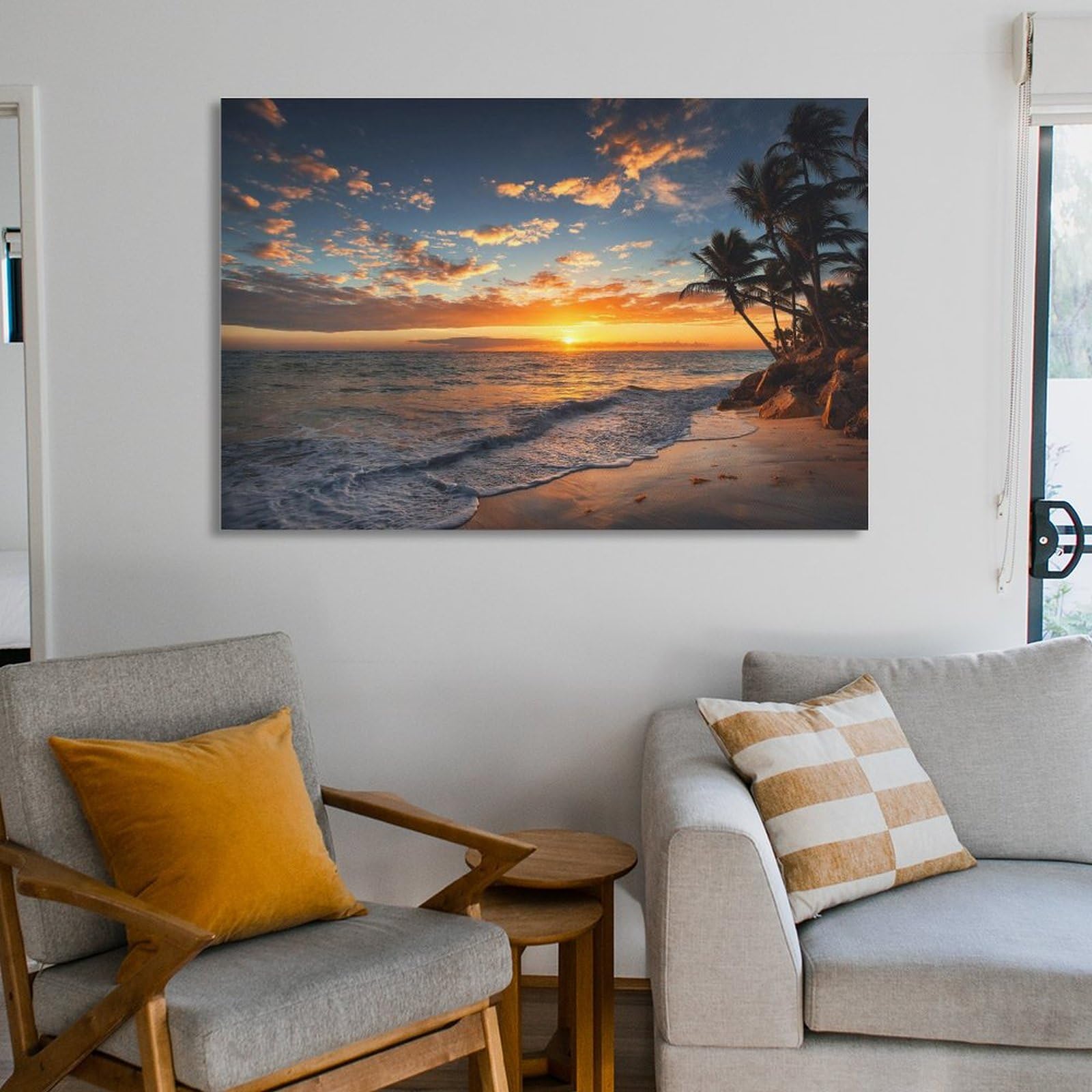 油絵 絵画 【夕暮れのビーチ】 Amazon.co.jp: 絵画 夕暮れの海とビーチインテリア 絵画 魅惑的