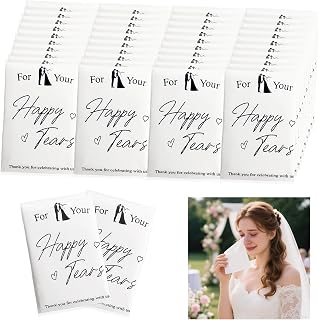 Happy Tears Wedding Tissues for Guest Welcome Favor Bags 3 Ply 10 Sheets, Soft Facial Tissues for Wedding Day Welcome Bags Essentials Stuffers Emergency Kit (40 Pack-400 Sheets)