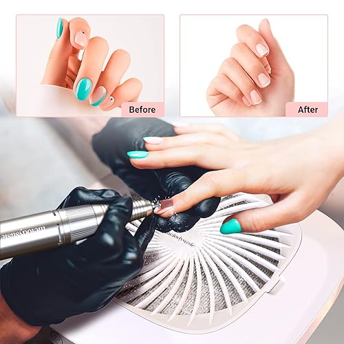 Miniatura 42 de MelodySusie 100 unidades de brocas de uñas, bandas de lijado para taladro de uñas, 120 bandas de lijado de lima de uñas de grano medio para uñas