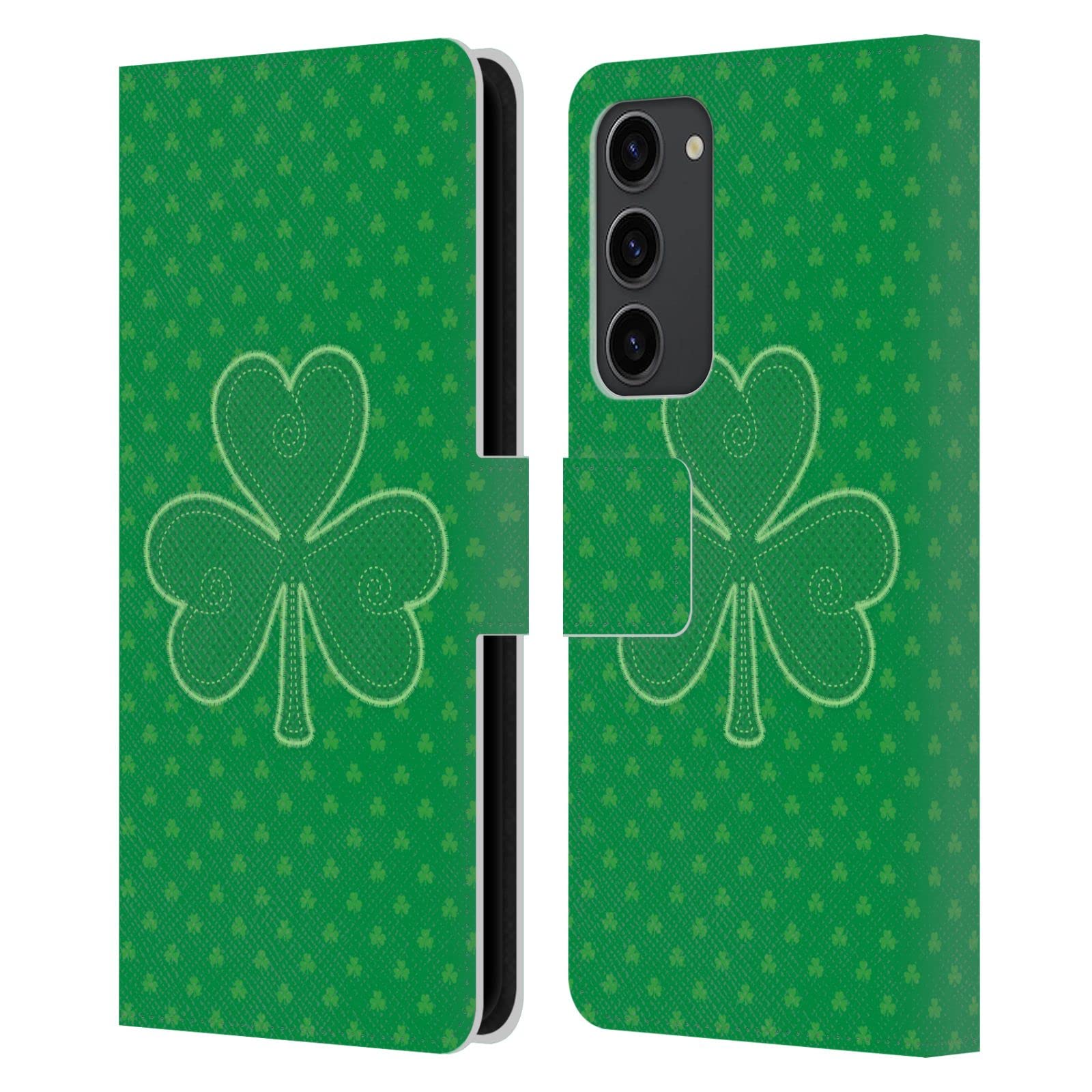Carcasa de cuero Samsung S23+ 5G Head Case Designs con tréboles 7