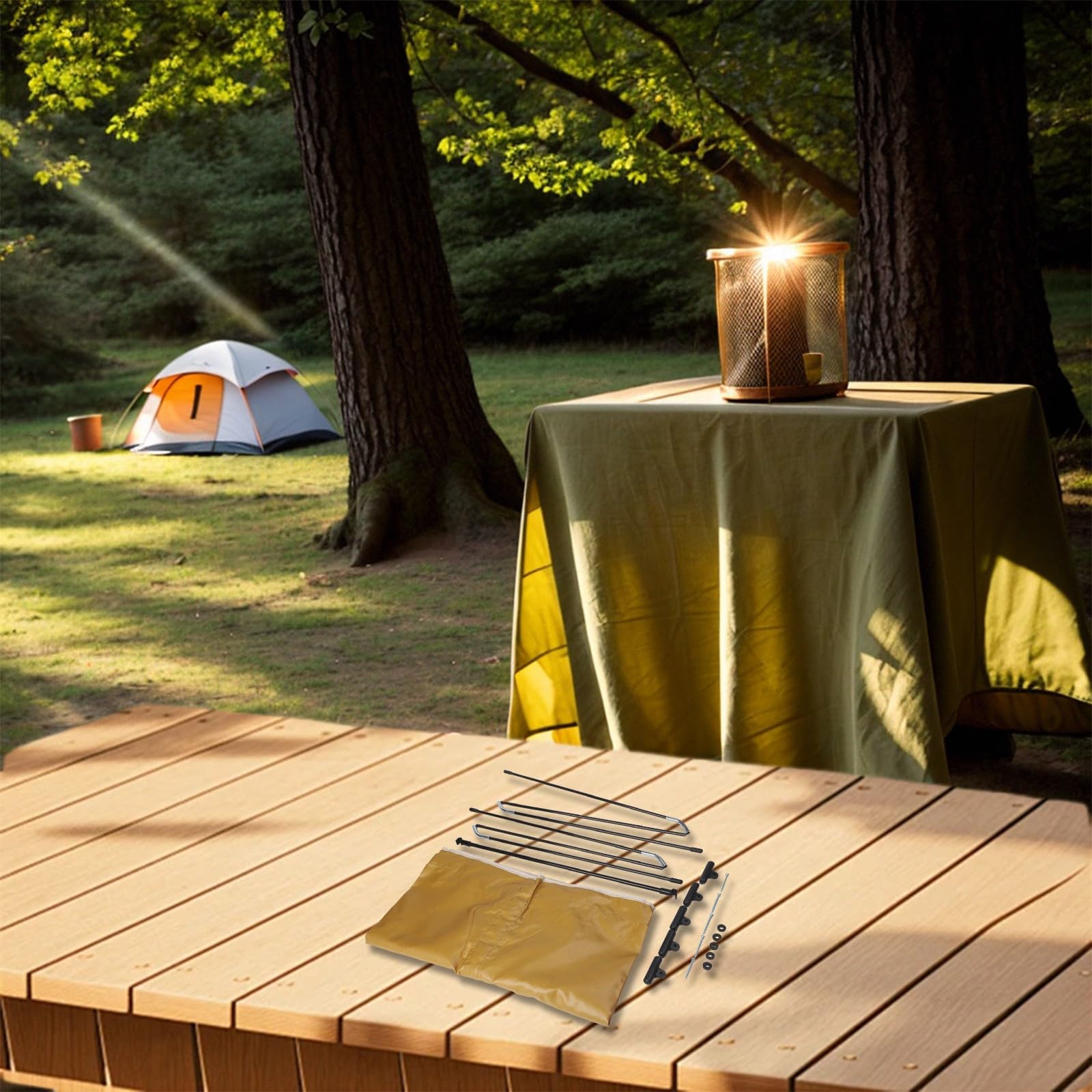 Carrello pieghevole in tessuto di bue con telaio in alluminio, 85,5 x 55 cm, parasole verde e custodia per il trasporto, leggero, per attività all'aperto, giardinaggio, shopping e spiaggia