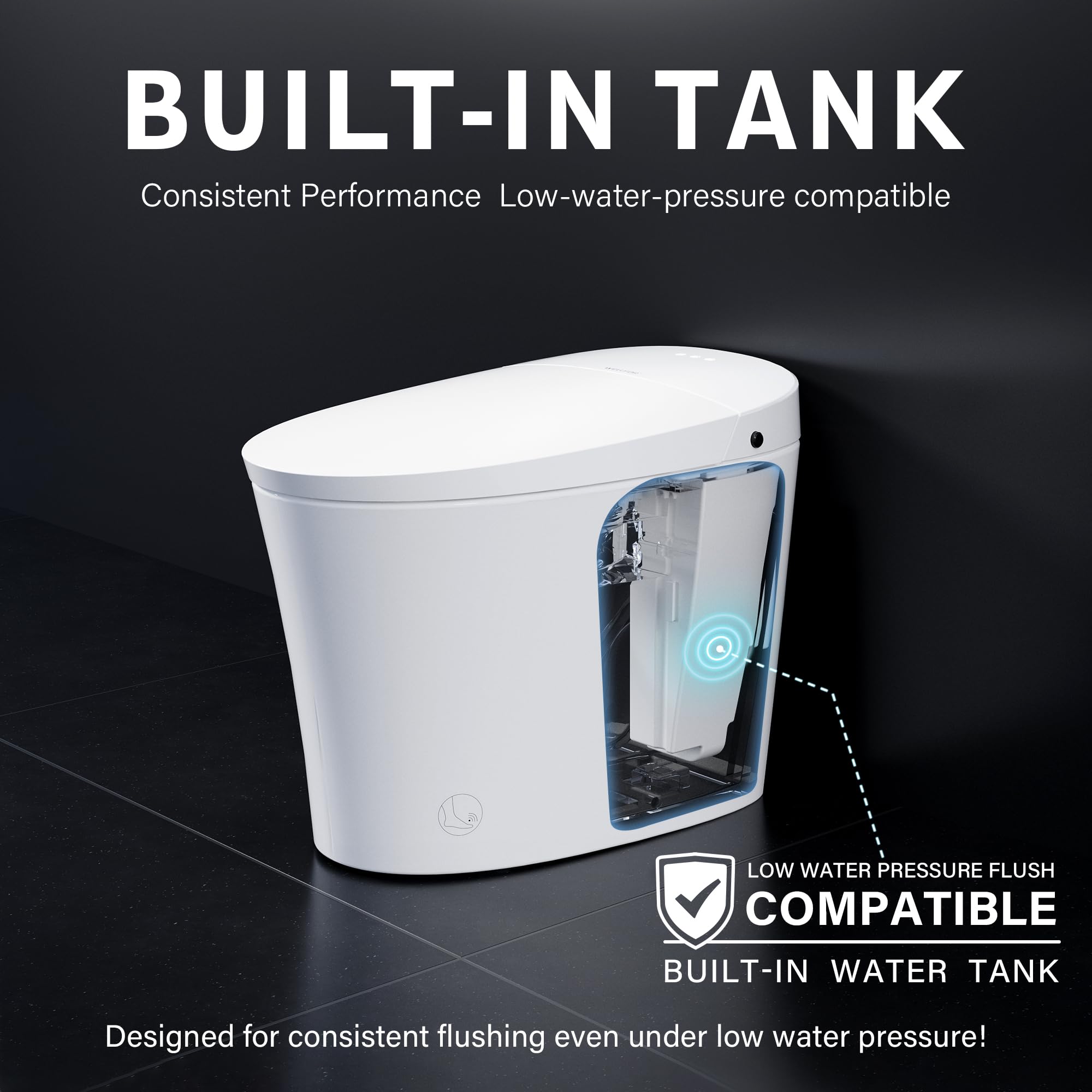 WELLFOR Smart Bidet Toilet with Built-in Tank 1 6 GPF Auto Flush Smart Toilet Heated seat Remote Control — view 4