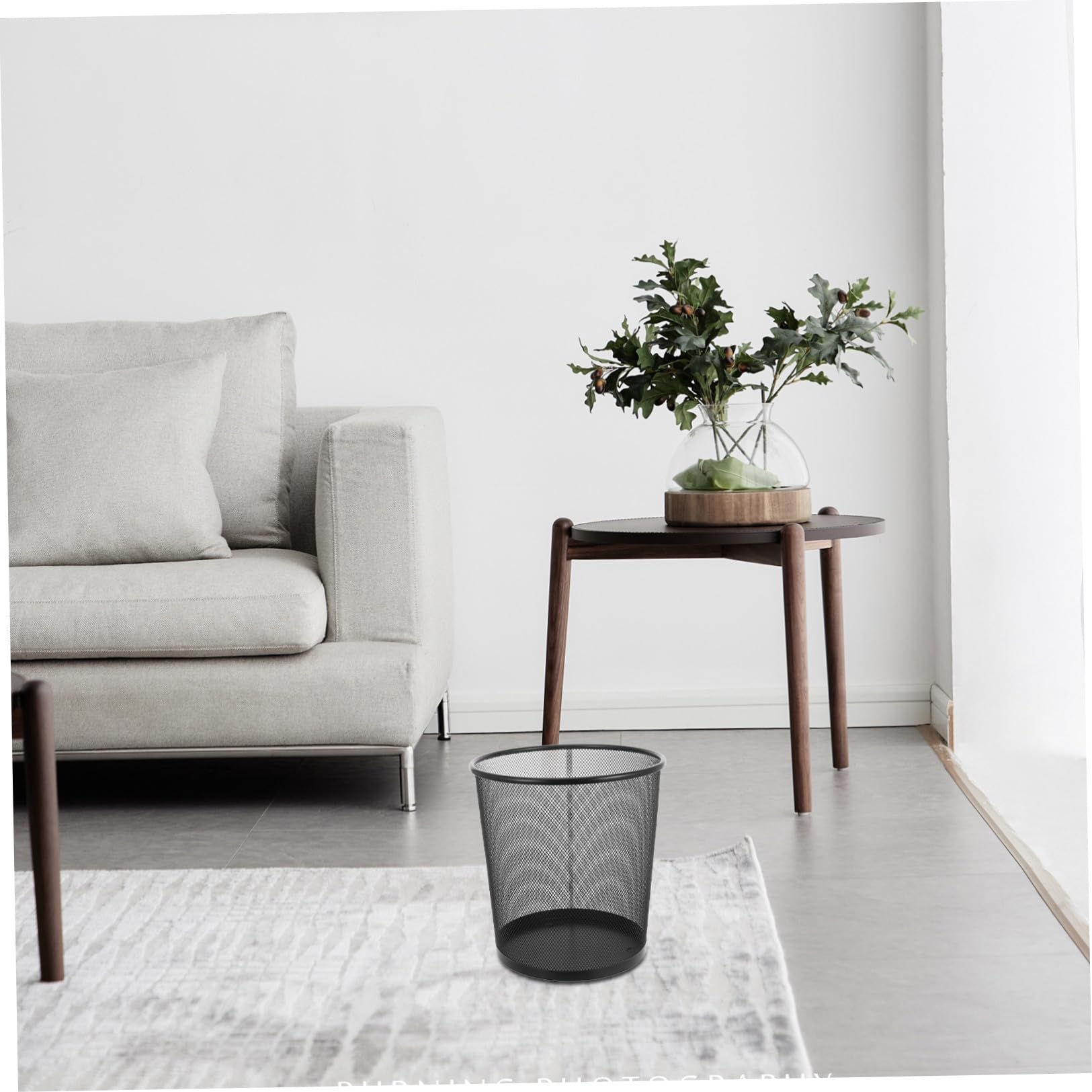 CALLARON 5 Pezzi Cestino per Rifiuti in Metallo Nero da 9 l Rete, Design Rotondo, Facile da Pulire, per Cucina, Ufficio e Riciclaggio