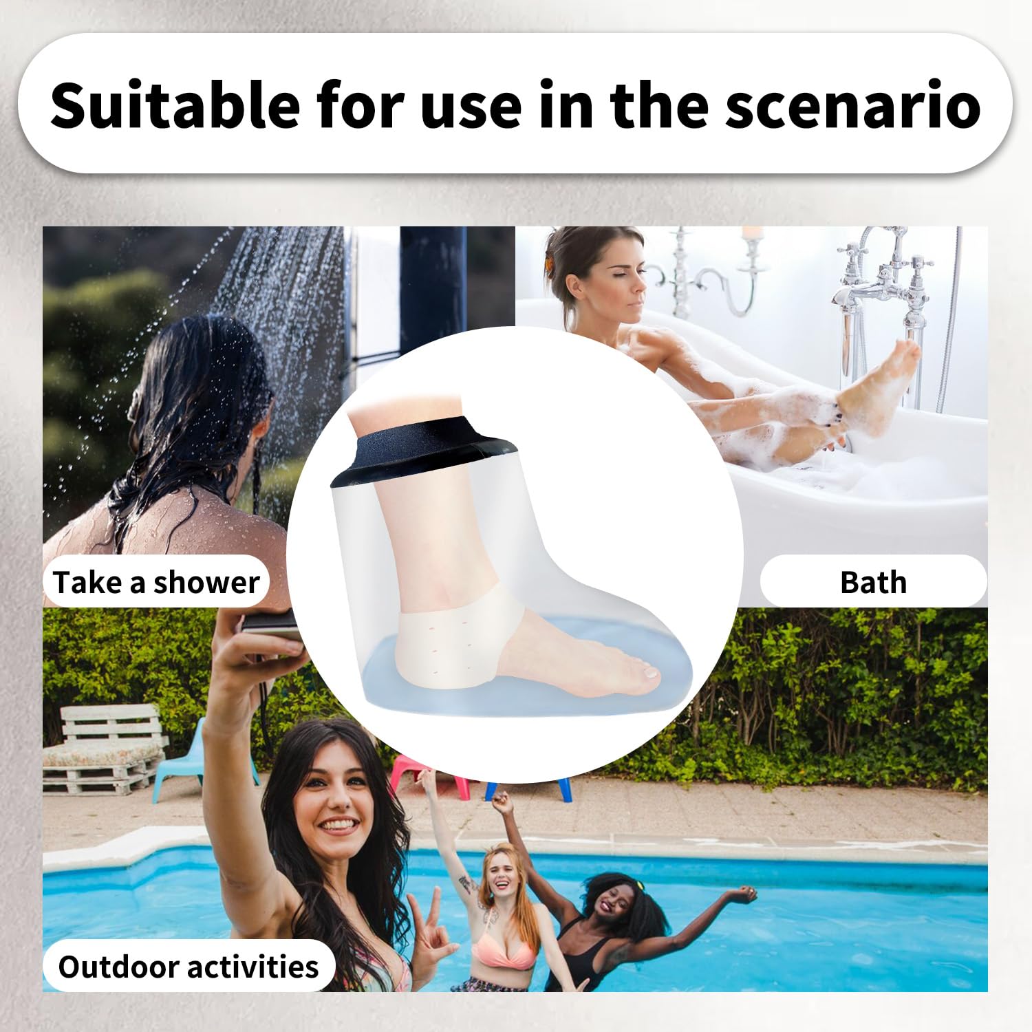 KEEFITT Waterproof Foot Cast Cover for Shower with Non-Slip Padding Bottom, KT5102 Foot Cover for Shower After Surgery Watertight Cast and Wound Protection to Broken Foot, Ankle