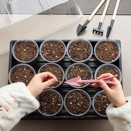 Miniatura 35 de Bandejas de inicio de semillas resistentes con cúpulas de humedad de 5 pulgadas de alto y células profundas de 2.75 pulgadas - Paquete de 3