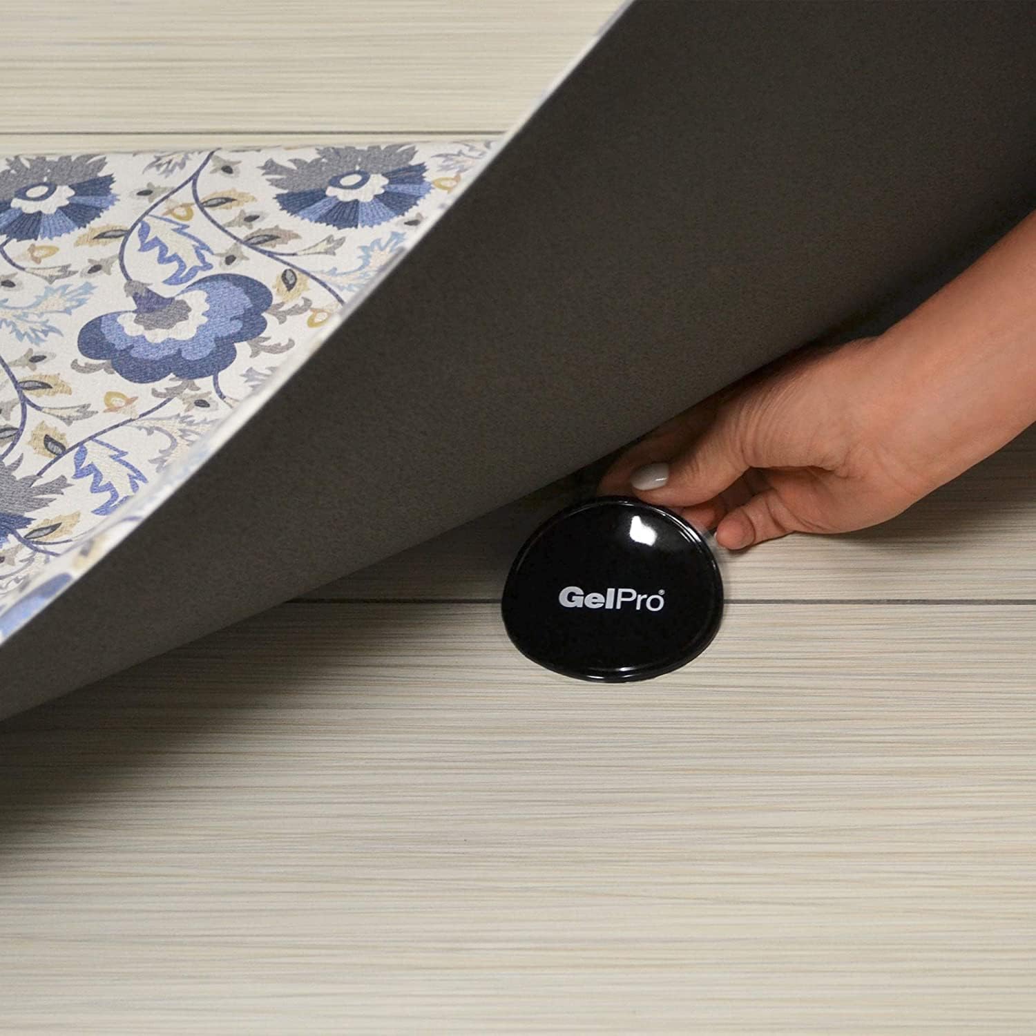 GelProGellyGripper 3" Adhesive Anti Skid Grip Pad for Under Area Rug/Standing Desk Mat or to Hold Phones - Gripper Gels Stick On Tile/Hardwood Floors or Car Dash, 3" Diameter, Black