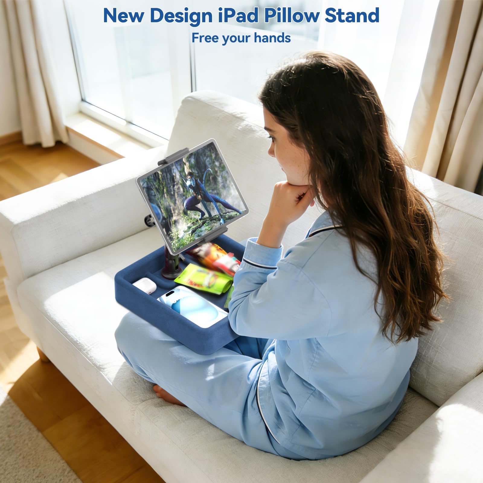 KDD Coussin Support Tablette Réglable pour Genoux, Lit, Bureau, Bleu