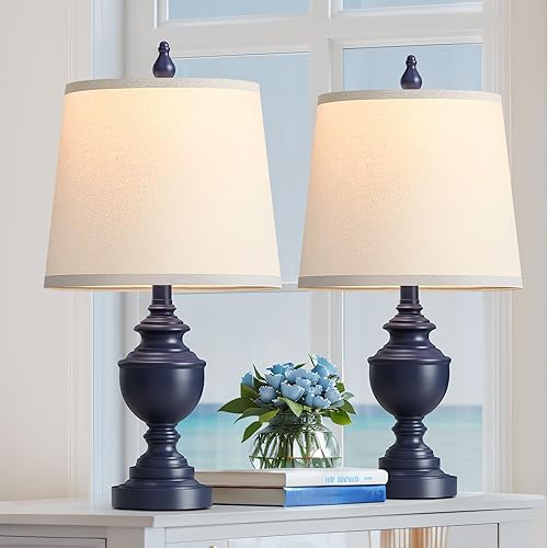 Miniatura 12 de PARTPHONER Juego de 2 lámparas de mesa retro, lámpara de noche para dormitorio, lámparas de mesa rústicas de granja para sala de estar, lámparas