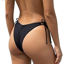 Sexybody Women Sexy Thong Bikini Bottoms Cheeky Ruched Back High Cut Tie Swimsuits Bathing Suit Bottom