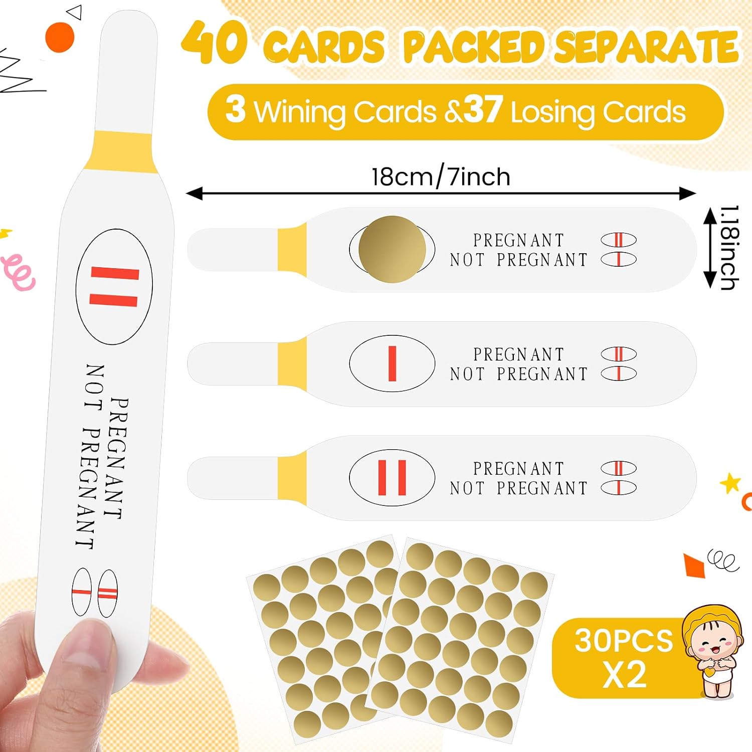 Sinload 40 Pcs Scratch off Pregnancy Test Baby Shower Game,Yellow image 2