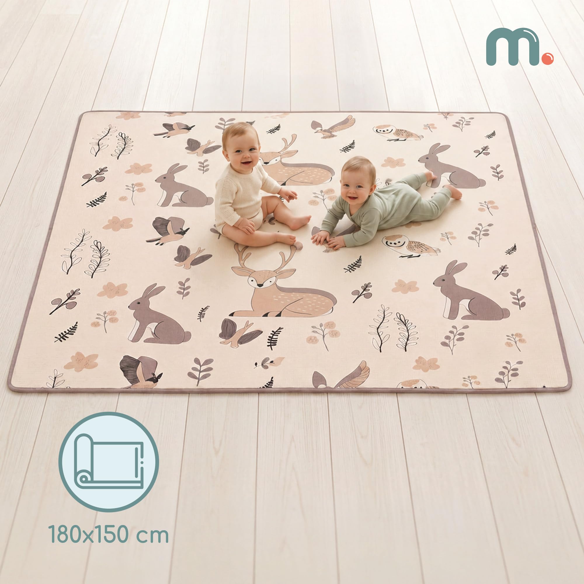 Mamabrum Mata Piankowa XPE 180x150x1,5 cm Dwustronna 0+ | Gruba mata XPE 1,5 cm izoluje od chłodu, amortyzuje i tworzy wygodną przestrzeń do zabawy od pierwszych dni życia.