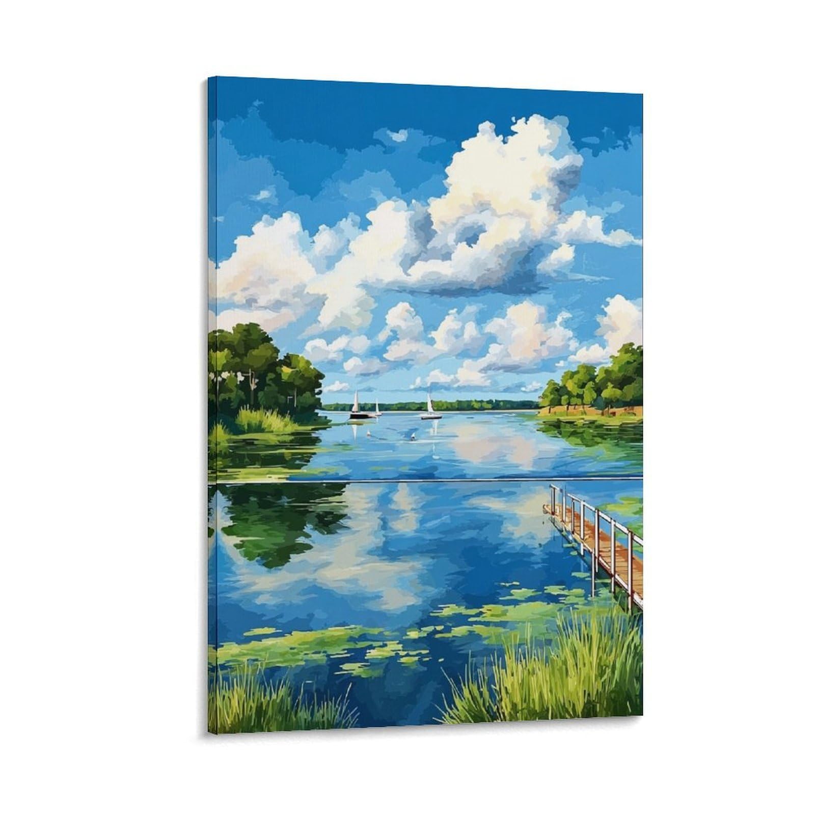 ZBBGGOZ Lake Conroe Poster 20x30inch(50x75cm) Vintage Watercolor Canvas Art