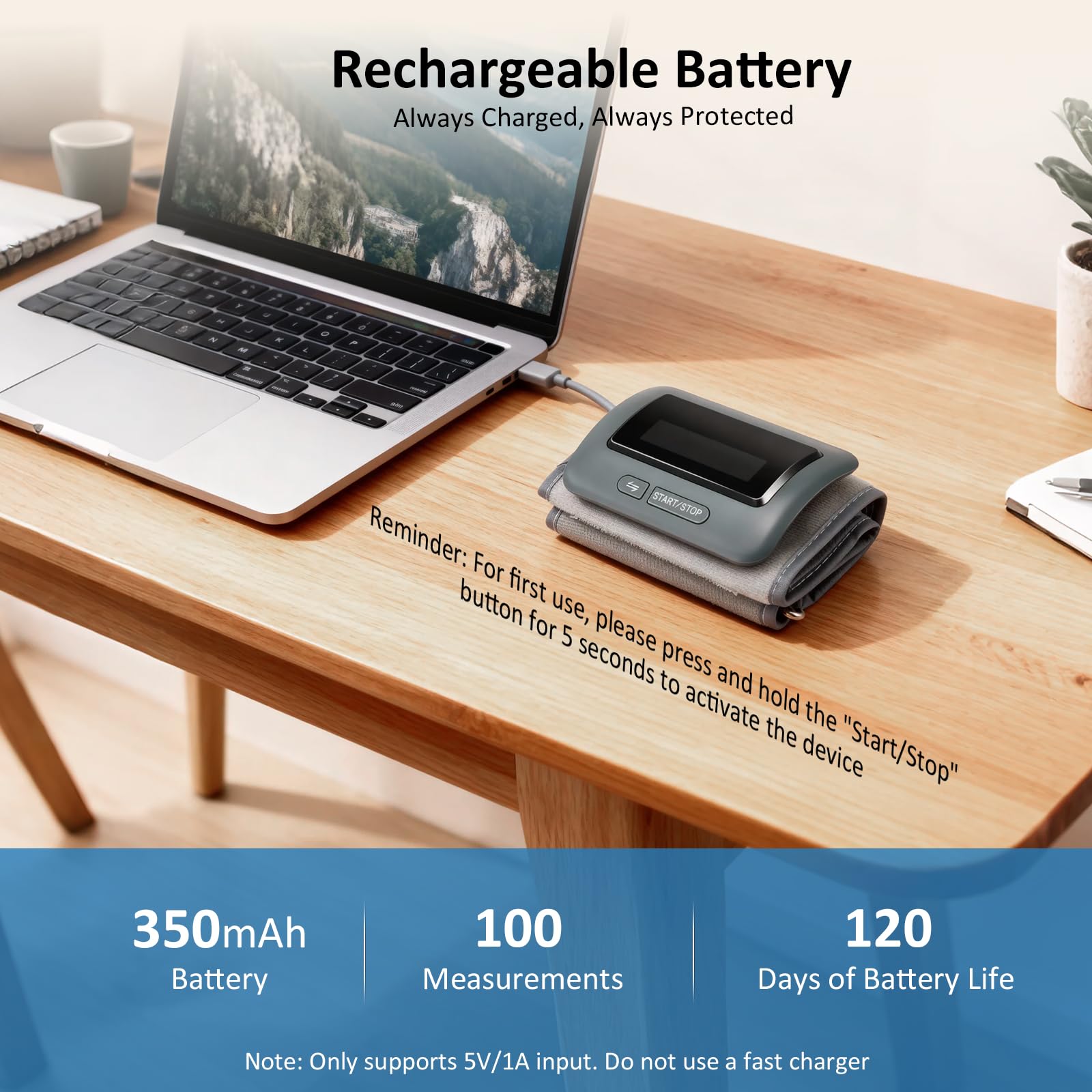 Monitor de presión arterial inteligente para brazo con guía de voz – Monitor digital con batería recargable y brazalete – Ideal para usar en casa y fuera de ella