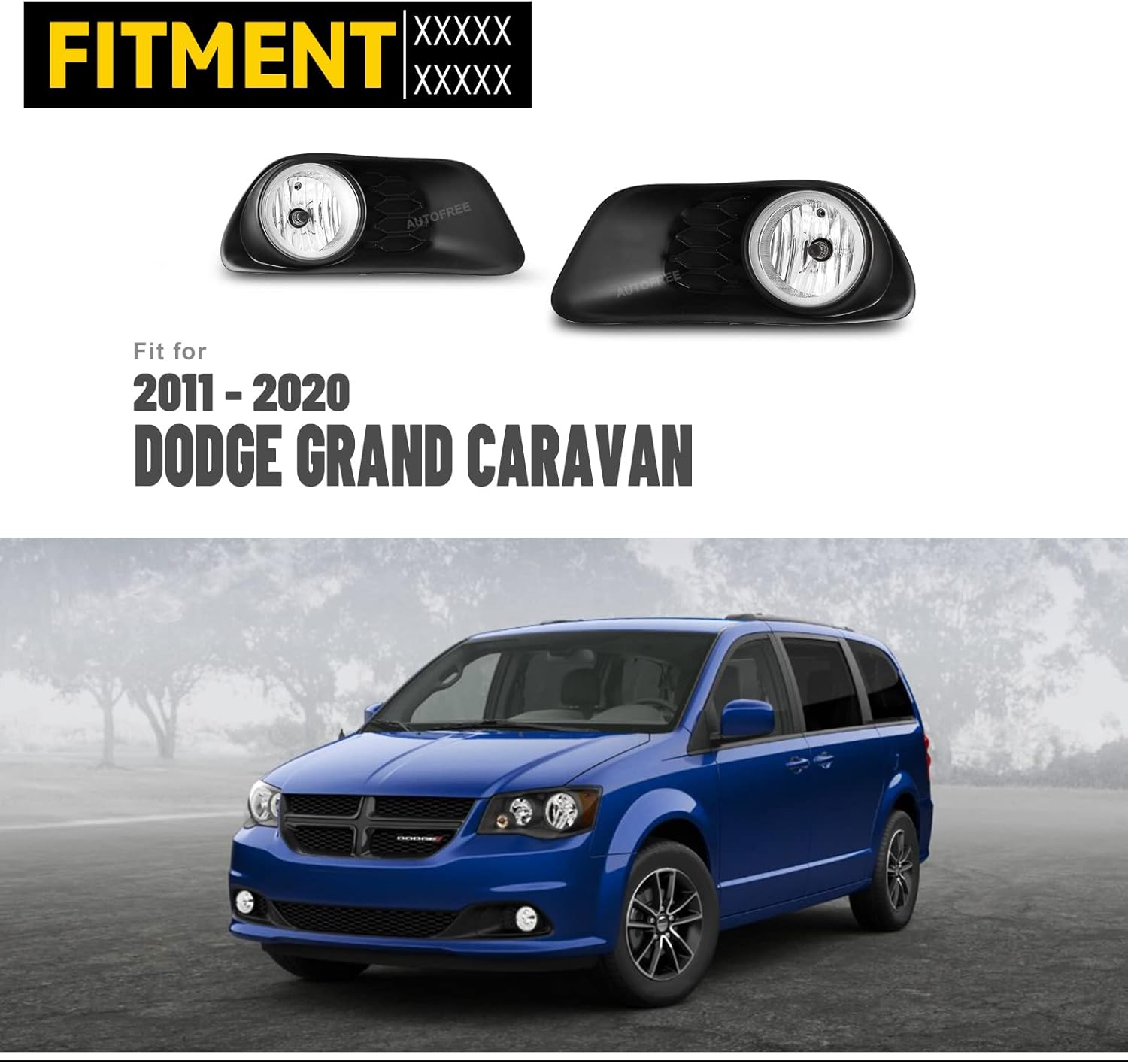 Fog Lights for Dodge Grand Caravan 2011-2020 with Bulbs H10 12V42W Fog Lamps Assembly Wiring Kit & Switch Included- 1 Pair (Clear Lens)