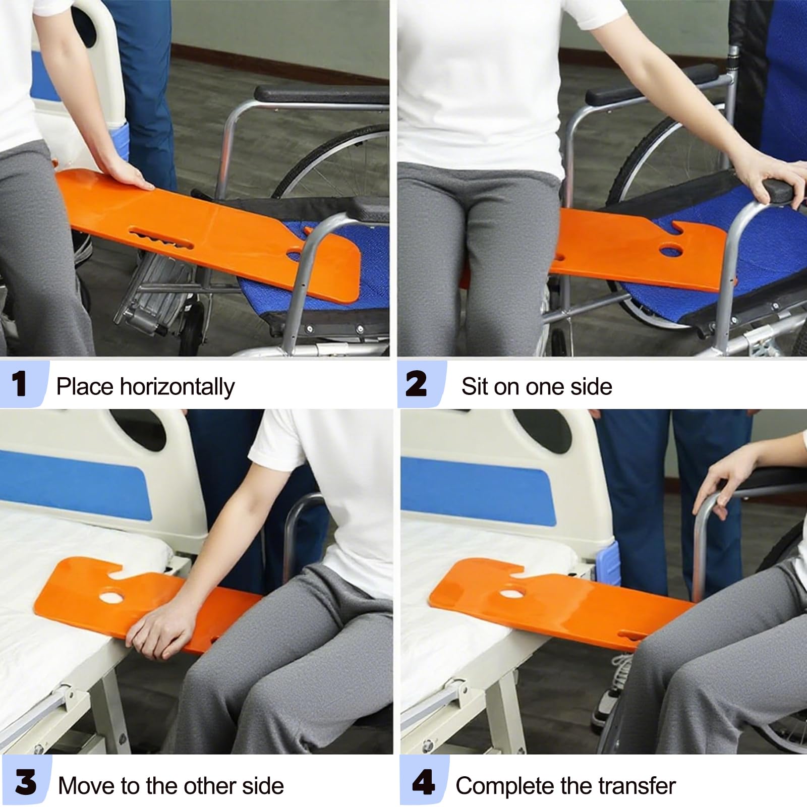 Tabla antideslizante para sillas de ruedas, elevador de pacientes, tabla de transferencia, transferencia de pacientes o Handica de la silla de ruedas a la cama, al baño, a la bañera (naranja 2)