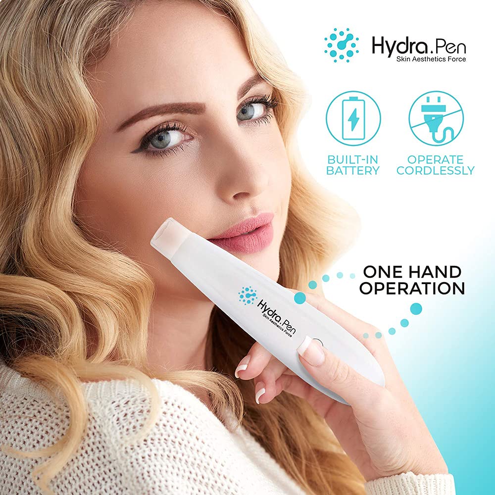 Pluma de Microagujas Eléctrica Hydra Pen H2 Dermapen Cuidado de la Piel Automático Aplicador de Suero Herramienta Antienvejecimiento con 5 Cartuchos de Agujas