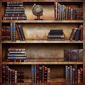BELECO 5x5ft Vintage Bookshelf Backdrop Library Books Antique Book Racks in Old Library Phtography Backdrop for Party Decoration Birthday YouTube Videos School Photoshoot Photo Background Props