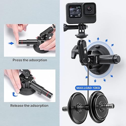 Miniatura 10 de ULANZI SC-02 Soporte de brazo mágico de montaje de succión para cámaras DSLR para cámara de acción GoPro grabación de video