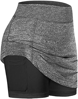 Bethyall Women Girls Tennis Skorts,with Inner Shorts Lightweight Breathable Activewear Skorts High Waist Golf Skirts Golf Skort Gym Running Skort