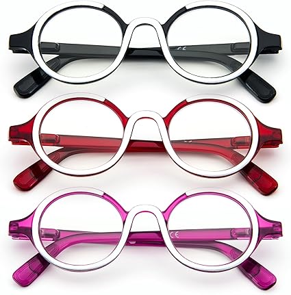 KoKoBin Set of 3 Reading Glasses Women Men Retro Round