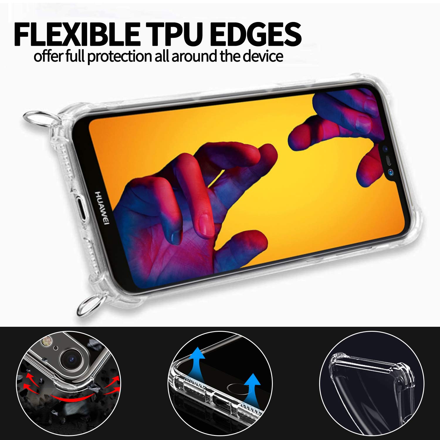 Funda Huawei Mate 20 Lite INGEN - TPU Transparente Con Cuerda