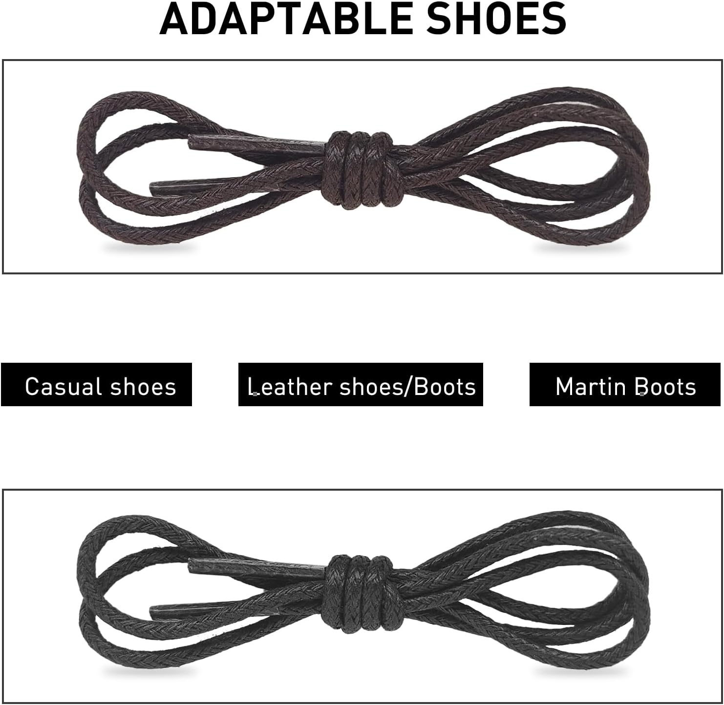 UamGlsob Dress Shoe Laces for AE Oxford, 2MM Thin Waxed Round Premium Shoelaces Mens Replacement Shoe Strings for Derbys