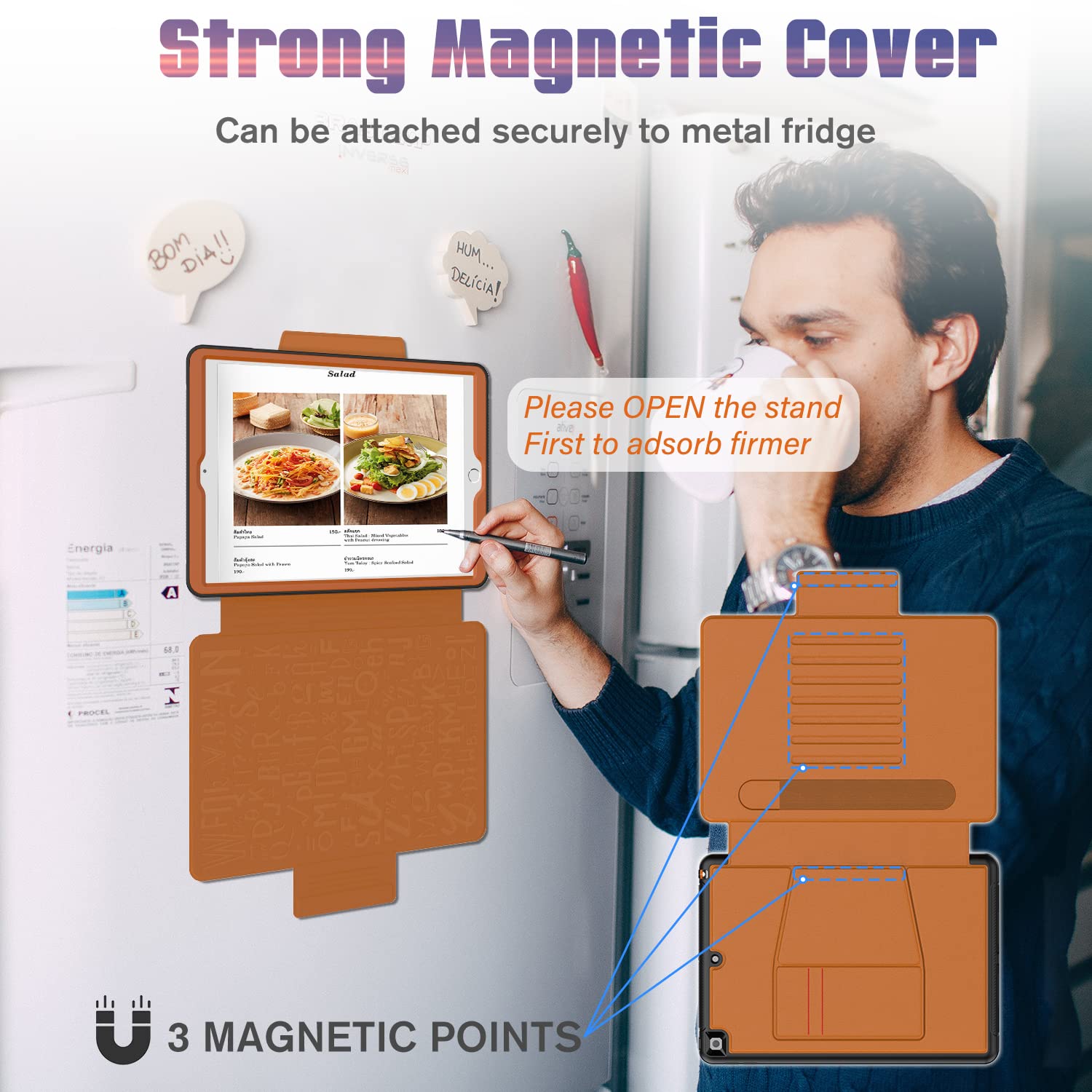 DAORANGE Custodia per iPad 9a/ 8a/ 7a Generazione 10.2 Pollici, Cover in PU-Pelle a Protezione Completa con 7 Angoli Regolabili Magnetico, Tasca per Pencil, Funzione Auto Svegliati/Sonno(Marrone)