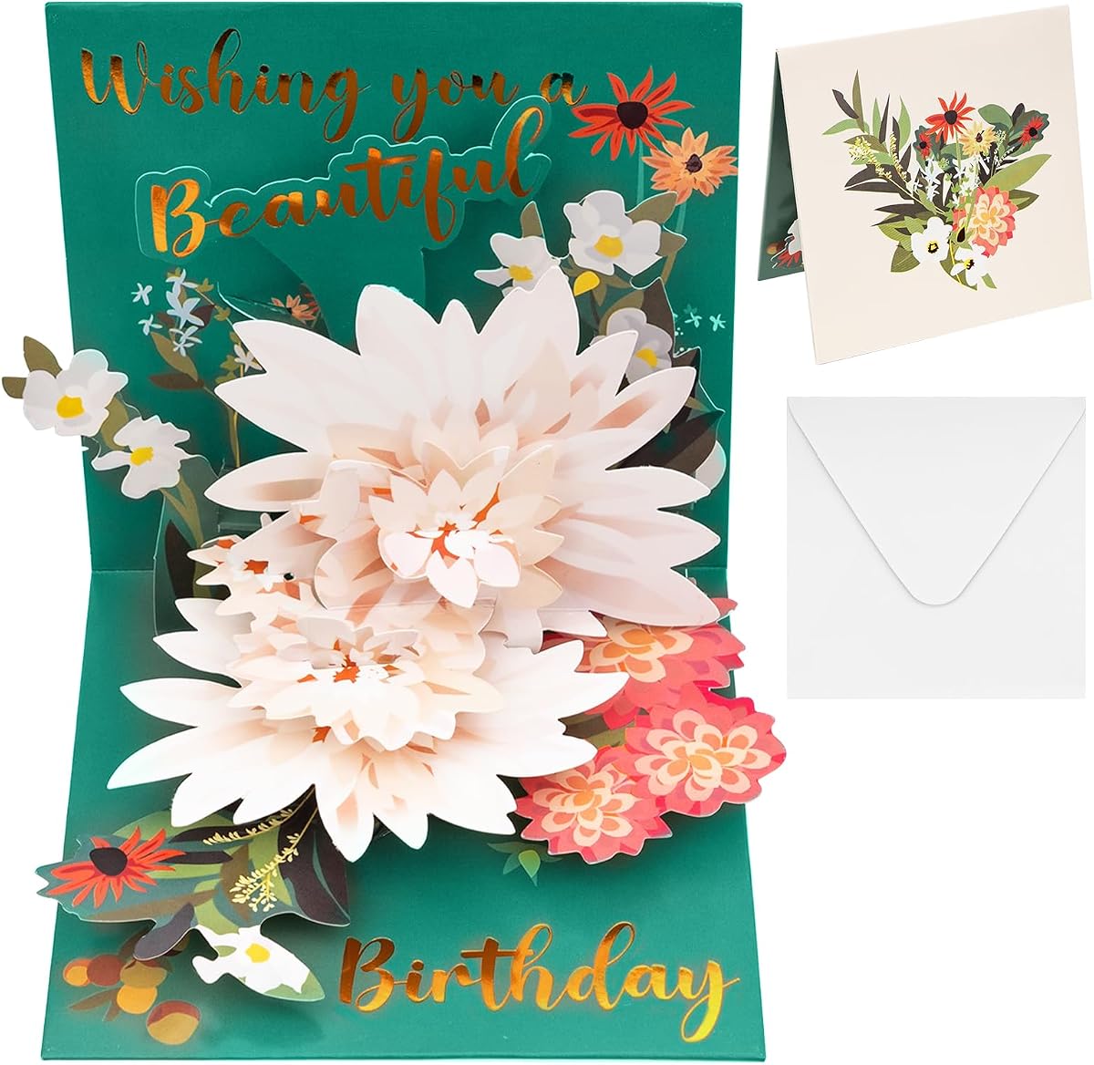 Fantasyon Lotus 3D Pop Up Birthday Card for Women | Pop up lotus flower greeting card with note card & envelope, for anniversary birthday celebration