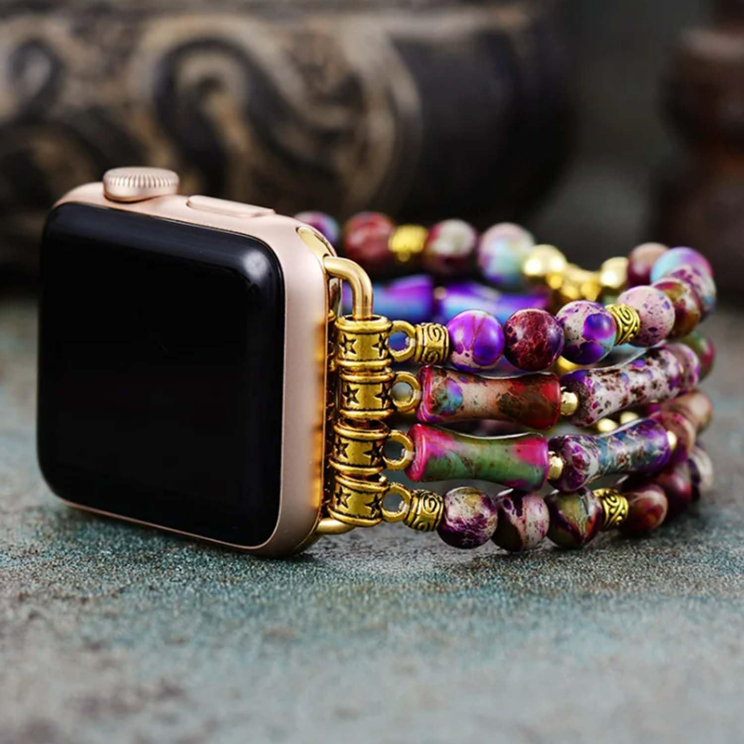 Boho Beaded Bracelets for Women Compatible with Apple Watch Bands 38mm 40mm 41mm 42mm 44mm 45mm 46mm 49mm Elastic Stretch Handmade Strap for iWatch Ultra 1/2 SE Series 11 10 9 8 7 6 5 4 3 2 1