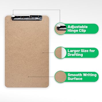 Extra Large Clipboard Set (6pc) - Larger Than a 11x17 Clipboard - Vertical or Landscape - Fits 11 x 17 Tabloid Paper (Board 11.6 x19.5 - 2 Inches Longer Than Legal Size Clipboards)