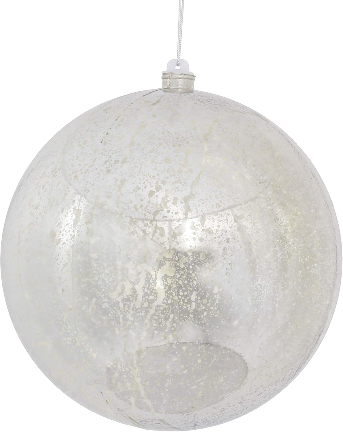 Vickerman 8" Silver Shiny Mercury Ball Ornament - Texture and Elegance for Holiday Decorating - Reliable Hanging - Exceptional Collection Addition - Perfect for Christmas Tree
