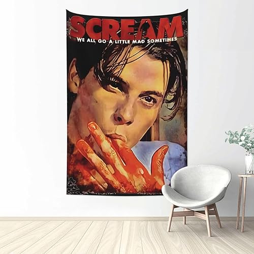 Tapiz de película de terror con diseño de gritos, telón de fondo para colgar en la pared, álbum de fotos, póster grande para el hogar, decoración