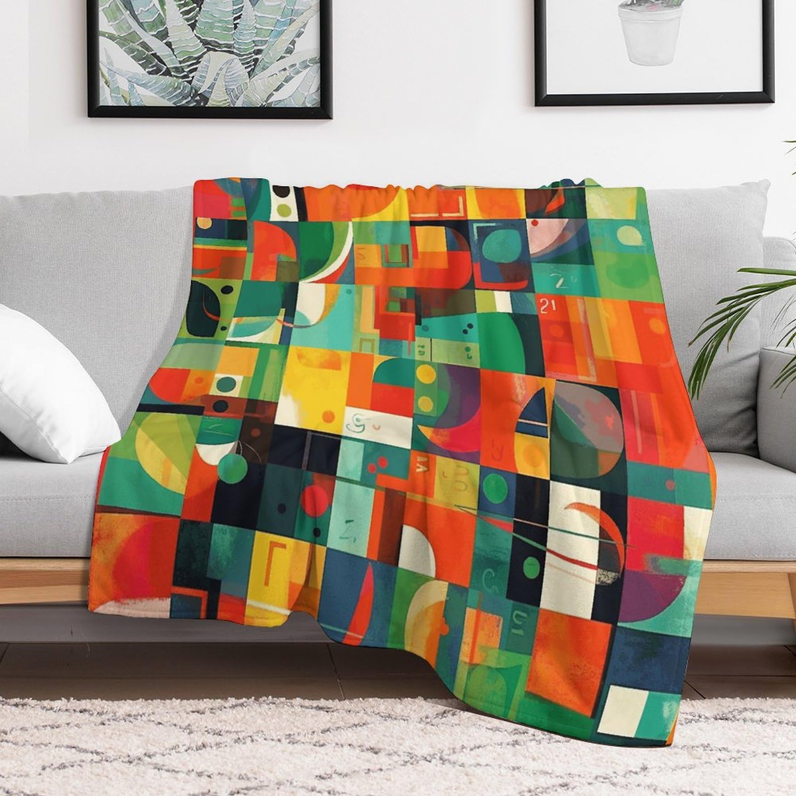 Couverture en micro polaire pour climatisation grand plaid de salon confortable rouge et vert