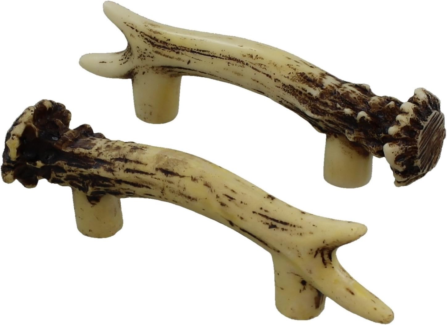 Old River Outdoors soikoi Heavy Duty 3" Antler Pull/Cabinet/Drawer Knobs (2 Pack) - 2 Sizes of Screws and Washers Included