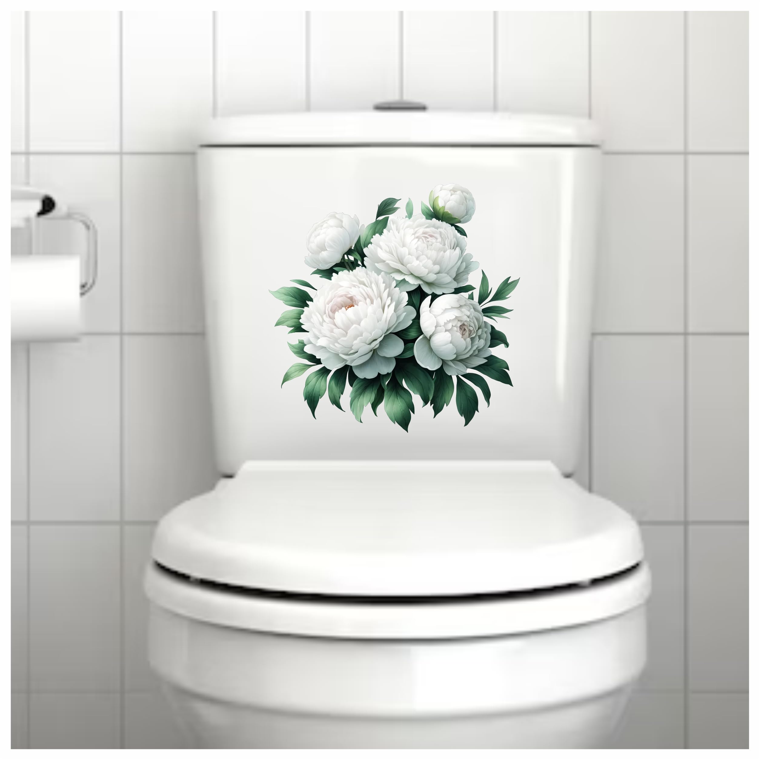 x4 Single White Peony Flower Vinyl Stickers, Vibrant Blackout Waterproof Decals - Image 2