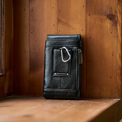 Miniatura 5 de Hengwin Funda de cuero genuino para teléfono celular para cinturón, funda para cinturón para iPhone 17 Pro Max 16 Pro Max 15 Pro Max 14 Pro Max