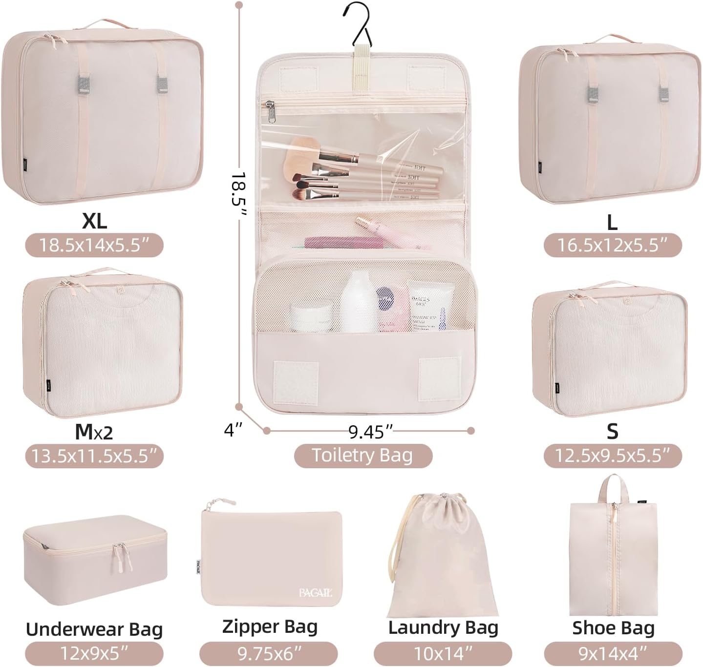 BAGAIL 6 Set/8 Set/10 Set Packing Cubes Various Sizes Packing Organizer for Travel Accessories Luggage Carry On Suitcase - Image 2