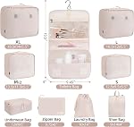 BAGAIL 10 Set Packing Cubes Various Sizes Packing Organizer for Travel Accessories Luggage Carry On Suitcase-Cream