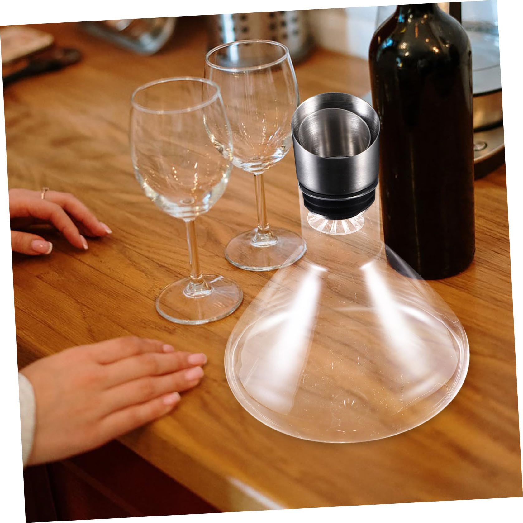 CRAFTHROU Decantador de Vino Creativo de Vidrio para Mejorar la Oxidación y Realzar el Sabor, Licorera Rápida Adecuado para Servir en Reuniones y Cenas
