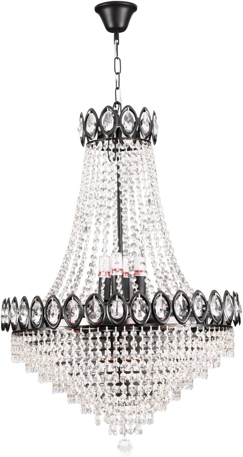 9 Lights Modern Crystal Chandelier Dining Room,K9 Raindrop Luxury French Empire Crystal