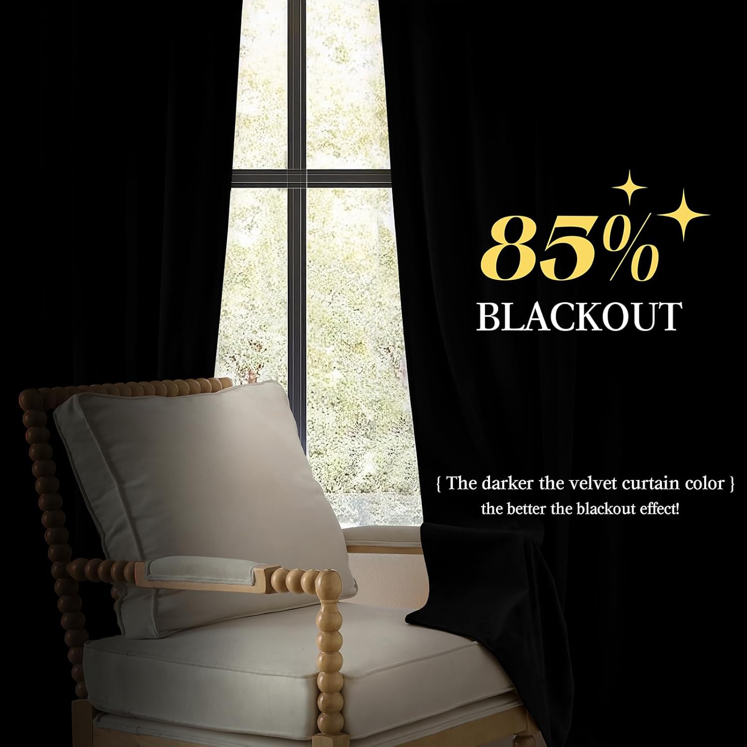 P Pothuiny Blackout Velvet Curtains 84 Inches Long, 2 Panels Black Velvet Drapes Rod Pocket Back Tab Design Window Thermal Insulated Curtains for Living Dining Room, Bedroom (W52 xL84)