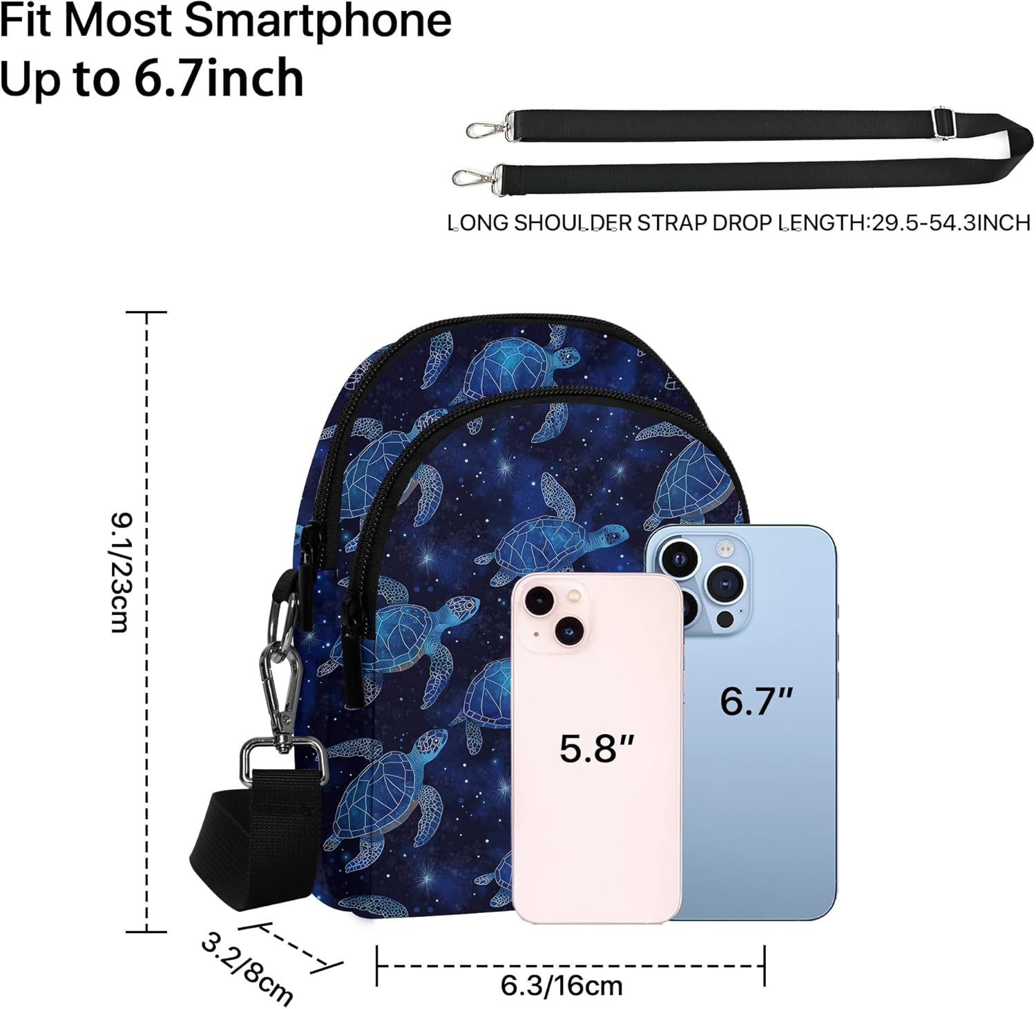 FyLybois Sea Turtle Crossbody Purse Small Crossbody Bags for Women Stylish Phone Bag Waterproof Wallet with Card Slots Adjustable Strap - Image 3