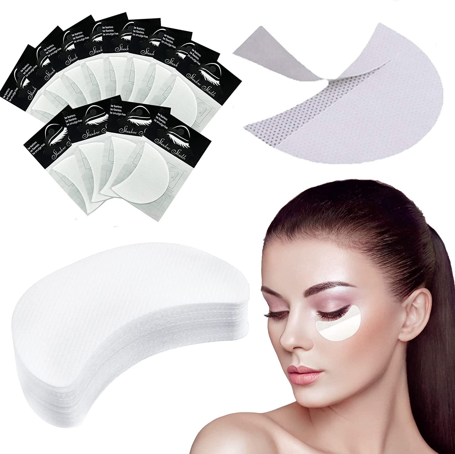 HEXXEE Amzuia 100 Pcs Eyeshadow Stencils Pads, Professional Eyeshadow Shields for Eye Makeup - Prevent Eyelash Extensions, Tinting, and Lip Makeup Residue