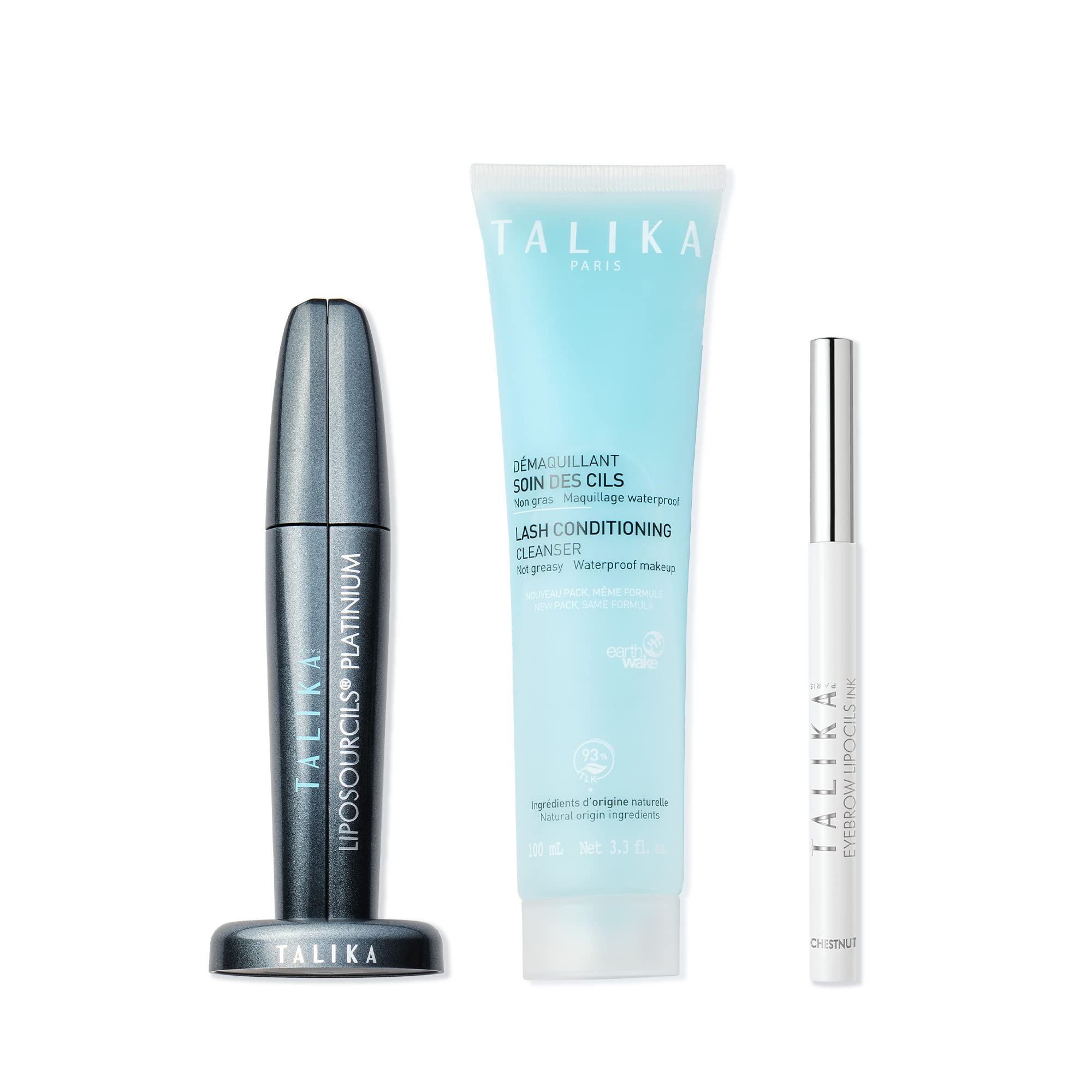 TalikaPlatinium Bundle - 1 Talika Lash Conditioning Cleanser - 1 Talika Eyebrow Lipocils Ink (Chestnut) - 1 Talika Liposourcils Eyebrow Platinium (Day and Night Eye Brows Serum)