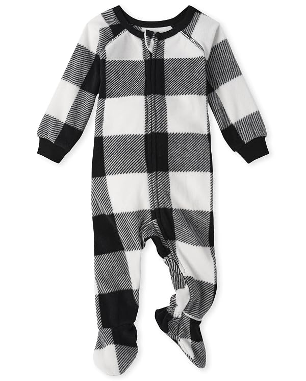 The Children's Place,Family Matching Chirstmas Holiday Fleece Pajamas Sets, Adult, Big Kid, Toddler, Baby,Baby & Toddler - Zip Sleeper,BLK/WHT BUFF,3T by The Children's Place - Used condition - US$20.48