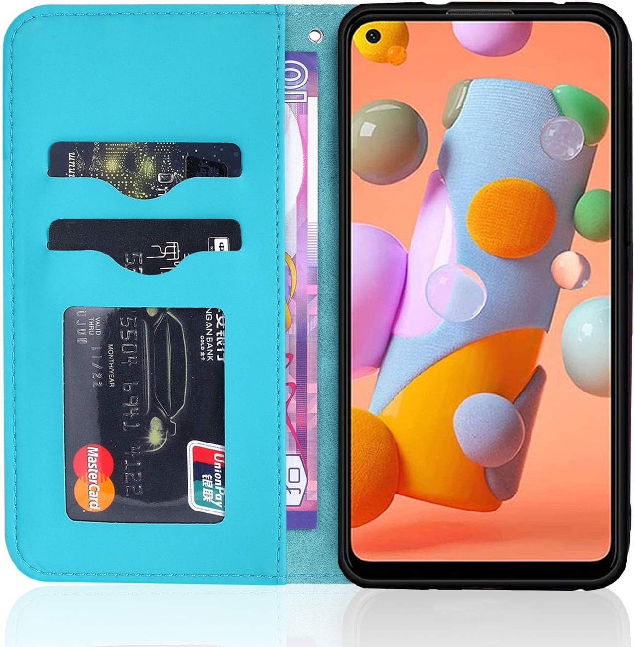 Norn for Samsung Galaxy A20E Phone Case,Tree of Life Embossed Folio Flip PU leather wallet case,with stand function,Magnetic Closure,shokproof Protective Cover Case with Card Slots,Blue - Image 3