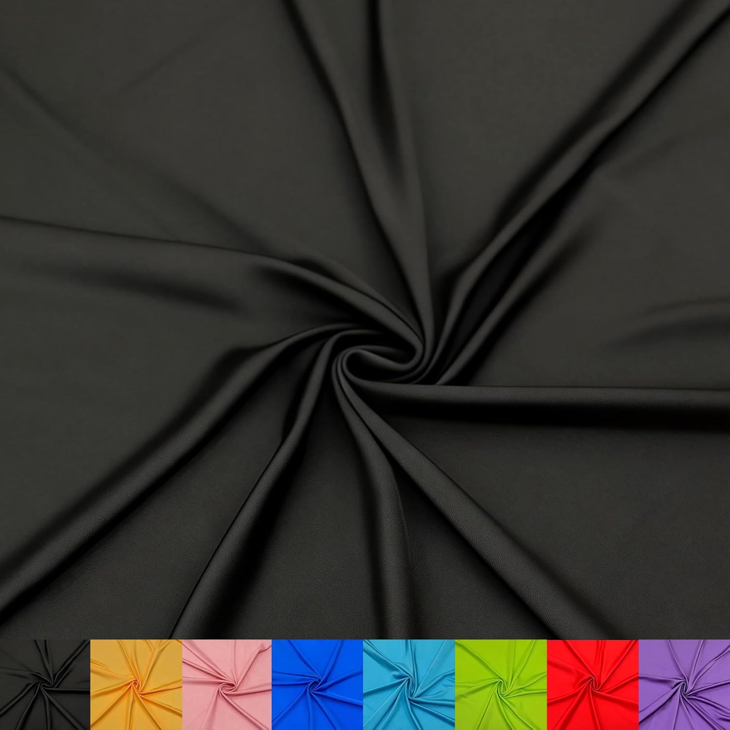 Nylon Spandex Fabric - 80% Nylon 20% Spandex, 58" Wide 4-Way Stretch | Soft Quick-Dry Material for Swimwear, Activewear, Sports, Dance & Yoga (Black, 2 Yards)