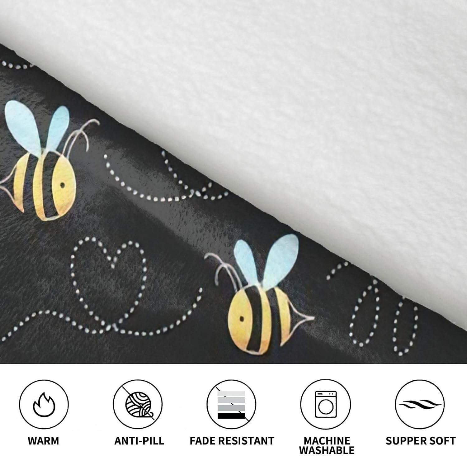 Bee Flyingprint Oversized Hoodie Blanket, Super Soft Warm Comfortable Hoodie, Wearable Blanket Adult