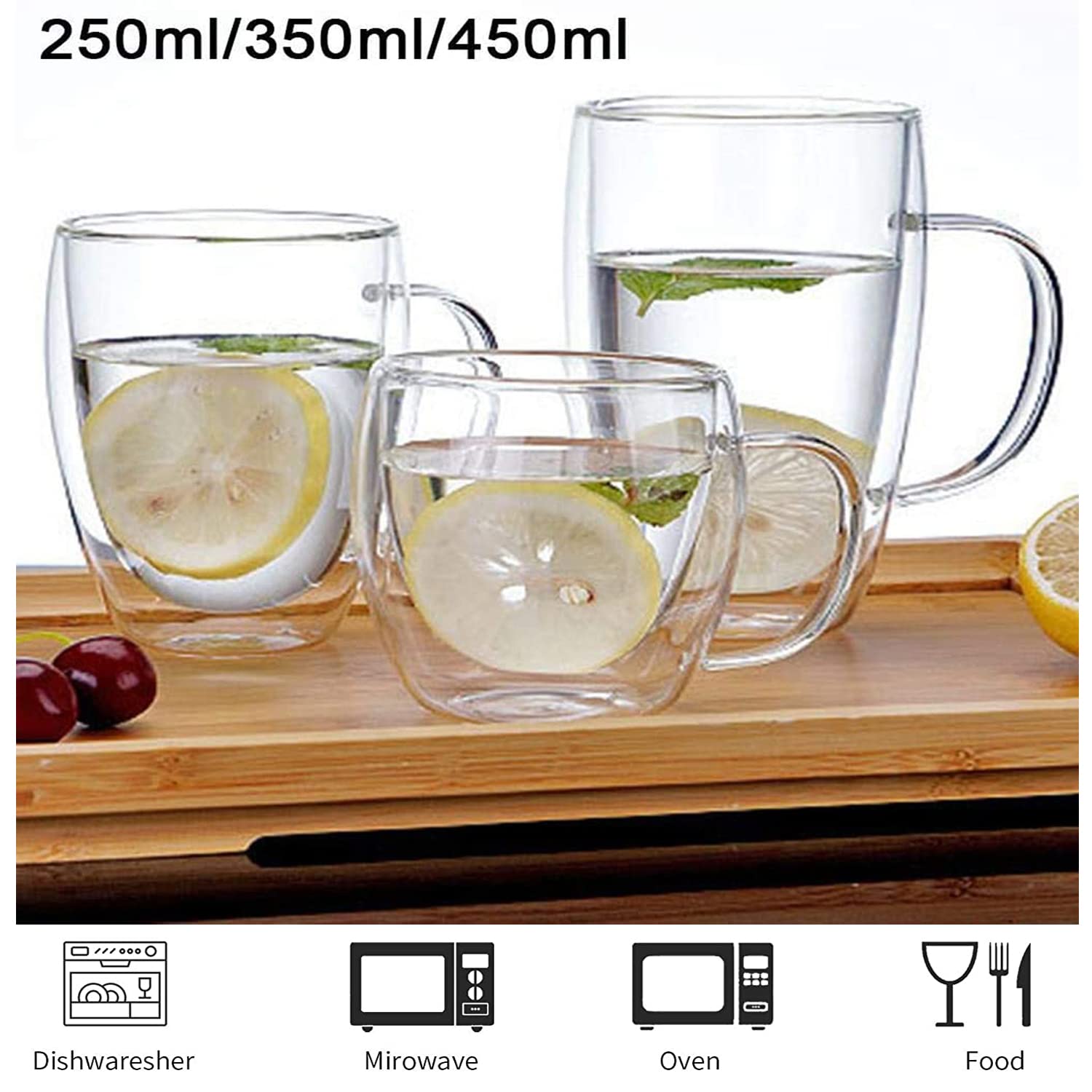 Tasses à Expresso En Verre Double Paroi - Lot De 4, 170 Ml, Soufflées à La Main, Poignée Confort - Pour Café, Thé - 2